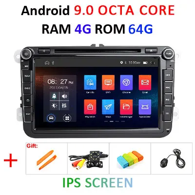 Ips DSP Android 9,0 64G 2 din мультимедийный плеер для быстрого Yeti VW passat b6 golf 4 5 6 polo tiguan Seat Altea Toledo BORA RADIO - Цвет: 4G 64G-with DVD