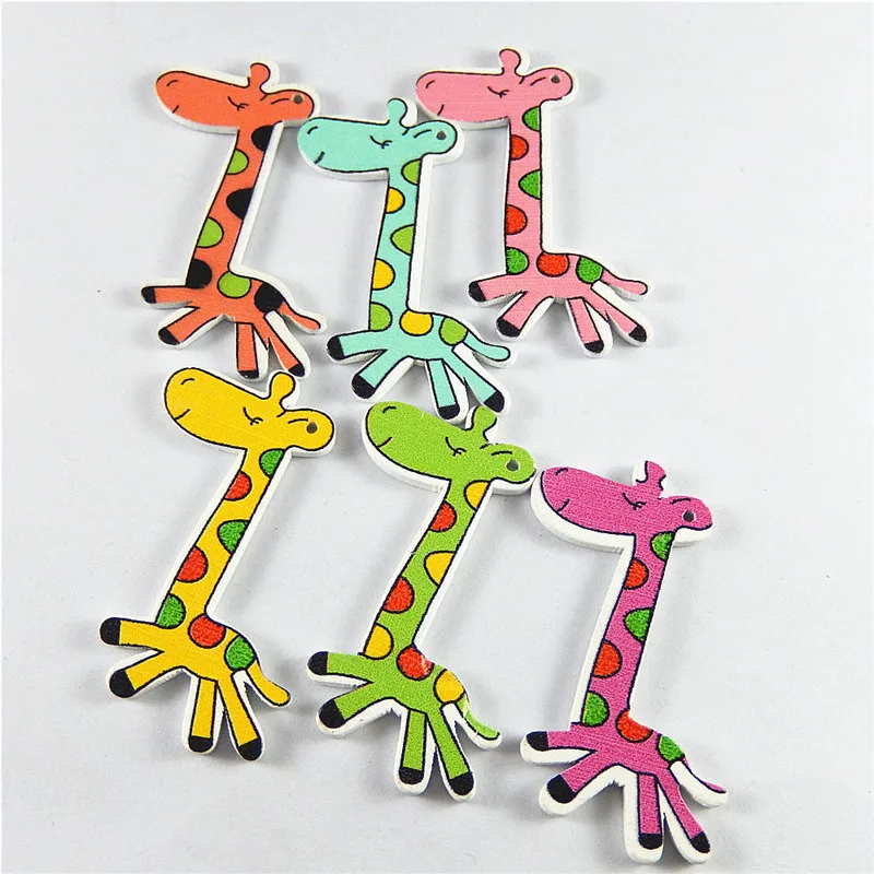 (20pieces)Christmas Dec Wood Giraffe Jewelry Accessories Pendant Patch