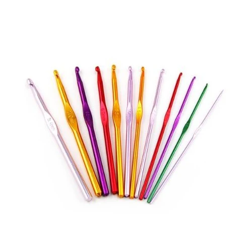 

TOP!-12 Sizes Multi coloured Aluminum Crochet Hooks Needles Set 2mm-8mm