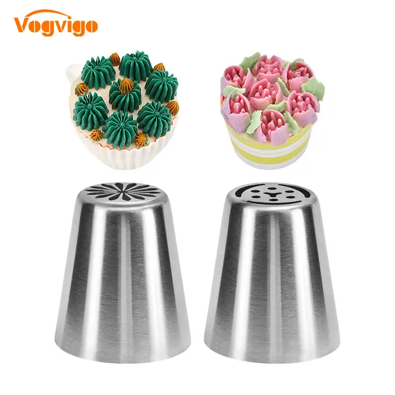 

VOGVIGO 2PCS 304 Stainless Steel DIY Russian Icing Piping Nozzles Flower Tips Cake Decorating Sugarcraft Pastry Tools