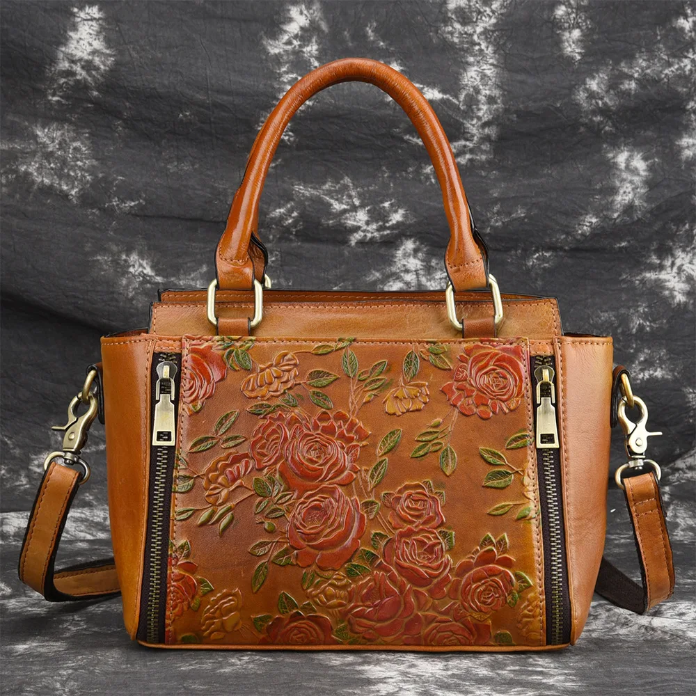 Natural Skin Women Tote Cross Body Handbag Brush Color Retro Trend Female Shoulder High Quality Genuine Leather Top Handle Bags | Багаж и