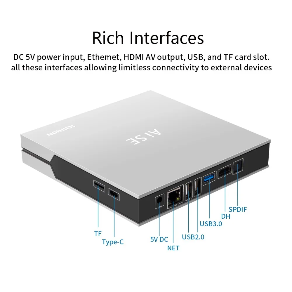 AI SE Game Box smart tv box Android 8.1 4G DDR3 64GB RK3399 With IR remote control  5G 4K USB 3.0 xiaomi tv mi box AI one (P20)