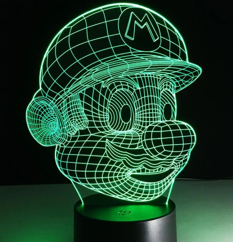 Mario 2 Классический мультфильм игра фигурка Супер Марио Bros Луиджи Жаба Дракон 3D светодиодный светильник Акриловая Новинка рождественское освещение подарок USB Сенсорная игрушка - Испускаемый цвет: Mario 2