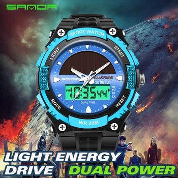 

Solar Men's Watch Man Fashion Waterproof LED Digital Quartz Military Sports Watches Relogio Masculino Erkek Kol Saat Sanda 719