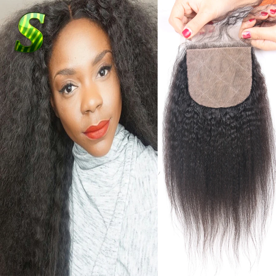 

Peruvian Silk Base Closure Kinky Straight Human Hair Silk Closure Free Middle 3 Part Silk Base Closure Virgin Hair Silk Closures
