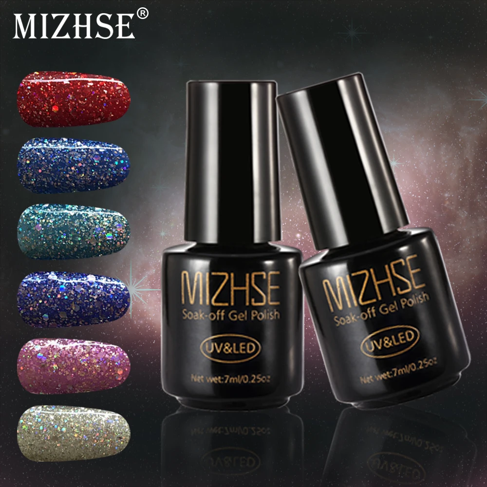 

MIZHSE 7ML Colorful Star Glitter Gel Varnish Shiny Color Nail Gel Lacquer All For Nails And Manicure Esmalte Para Unha Gellack