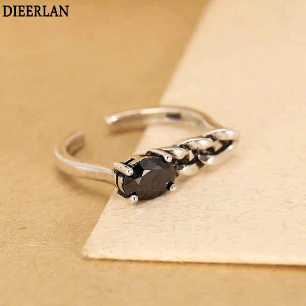 

Real Pure 925 Sterling Silver Black Zirconia Rings for Women Adjustable Size Ring Fashion sterling-silver-jewelry