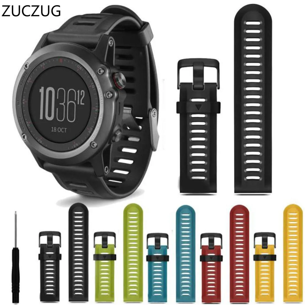 

ZUCZUG New Replacement Silicone Watchbands Strap for Garmin Fenix 3 GPS Watch With Tools