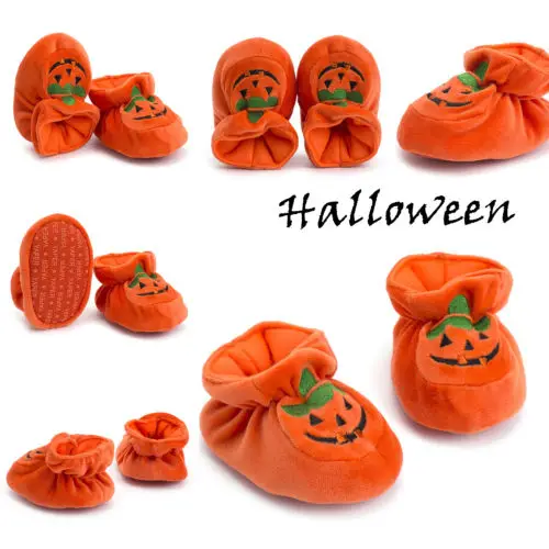 Осень милый ребенок Хэллоуин Обувь для мальчиков и девочек детские мягкие тыквы Prewalker против скольжения мультфильм оранжевая тыква