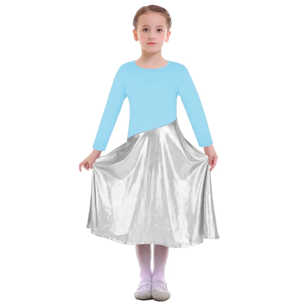 

Praise Dress Girls Kids Metallic Shiny Church Liturgical Dance Wear Worship Costume Children Girls Ballet Dance Dress Girls