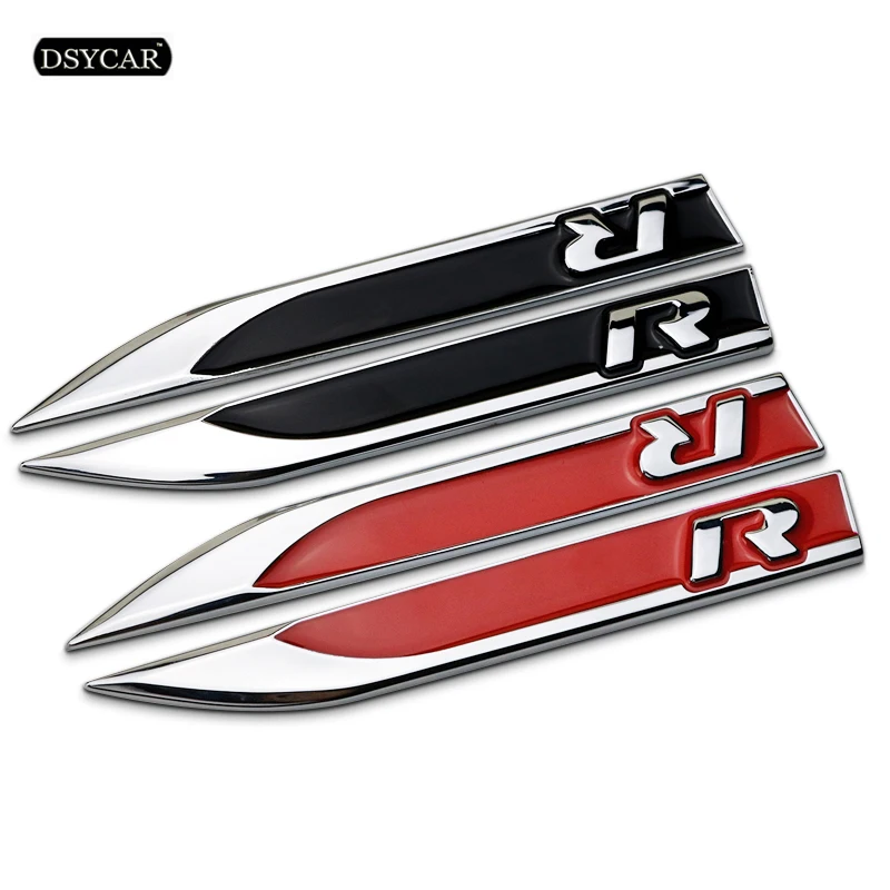 

Dsycar 1Pair 3D Metal R Car Side Fender Rear Trunk Emblem Badge Sticker Decals for VW Volkswagen Golf CC MAGOTAN Sagitar