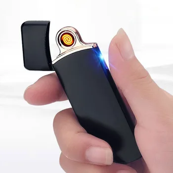 

USB electronic fingerprint touch cigarette lighter windproof personalized charging lighter
