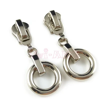 

20pcs/lot, Awesome Round Shape 5# Zipper Slider, Silver Color Brandnew Zipper Pull for Garment, Handbags