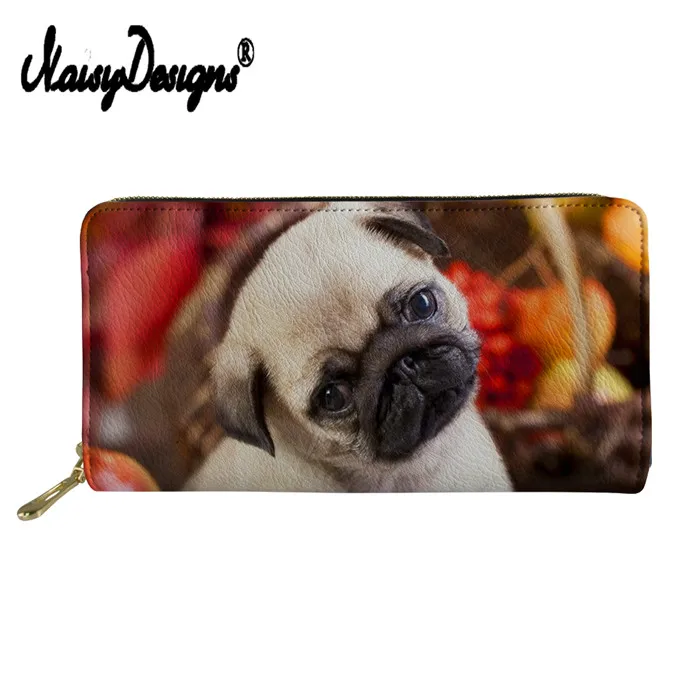 Бесшумный дизайн Kawaii Puppy милый мопс печати женские кошельки для кредитных карт Дамская длинная собака сумка для денег женский карман для монет карты для девочек - Цвет: LMF0178Z21