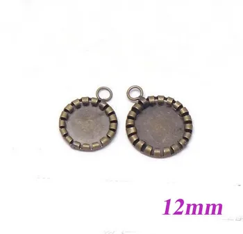 

12mm Antique Bronze Plated Copper Circle Tray Bases Blank Pendant Bezel Cup Charm Settings DIY CABs Cabochons Bulk Wholesale