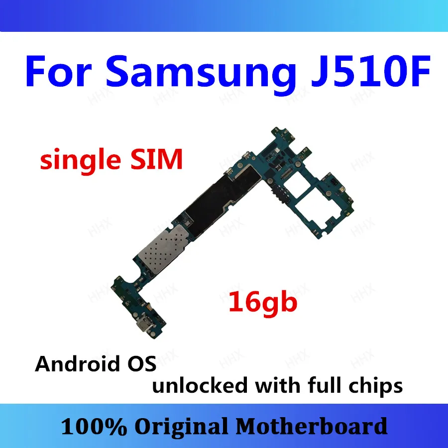 

MB For Samsung Galaxy J5 J510F motherboard single SIM with chips logic board Android mainboard 16gb unlocked for J510F card