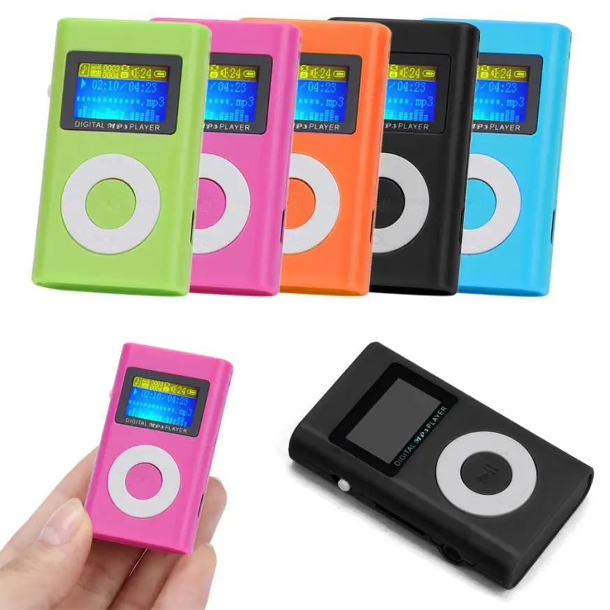 Cute USB Mini LCD Screen Slick Support 32GB Micro SD TF Card Stereo MP3 Player