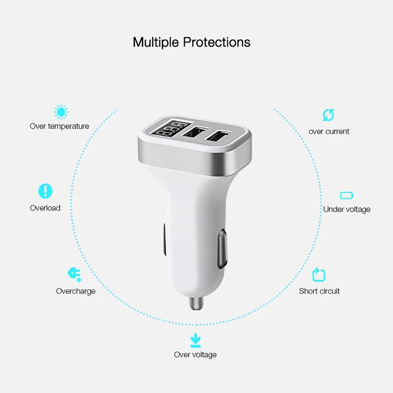 Автомобильное зарядное устройство ZUCZUG цифровой дисплей двойной порт USB адаптер 2.1A автомобильное зарядное устройство двойной USB для iPhone iPad samsung Xiaomi Phone Charg