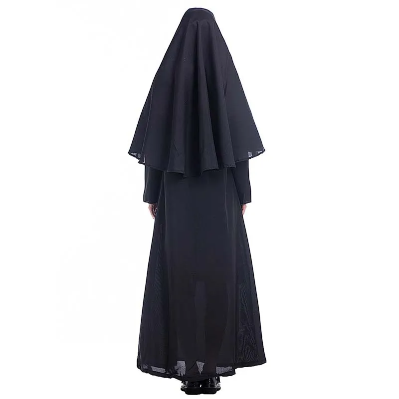The Nun Costume Cosplay Adult Long Black Scary Nuns Ghost Clothes Uniform Horror Halloween Party Costume DropShipping4