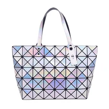 2016 Mode Laser BaoBao Femmes Dazzle Couleur Plaid Fourre-Tout Casual sacs Femelle Replier Sacs À Main Dame Paillettes Miroir Sac Bao Bao
