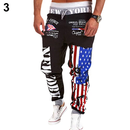 

2019 New Product Men US Flag Dance wear Baggy Harem Pants Slacks Trousers Sweatpants