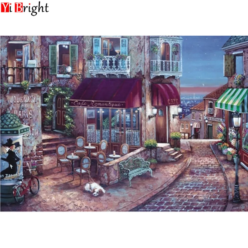 

5D DIY full square diamond painting cross stitch street 3D diamond landscape embroidery rhinestone mosaic home decoration XY1