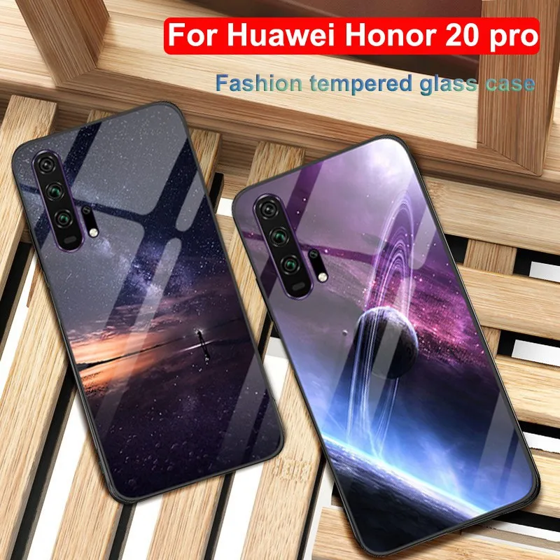 

For Huawei Honor 20 pro case Honor20pro starry star tempered + TPU Edge Hard Back Cover cases Honor20 pro YAL-AL10 glass case