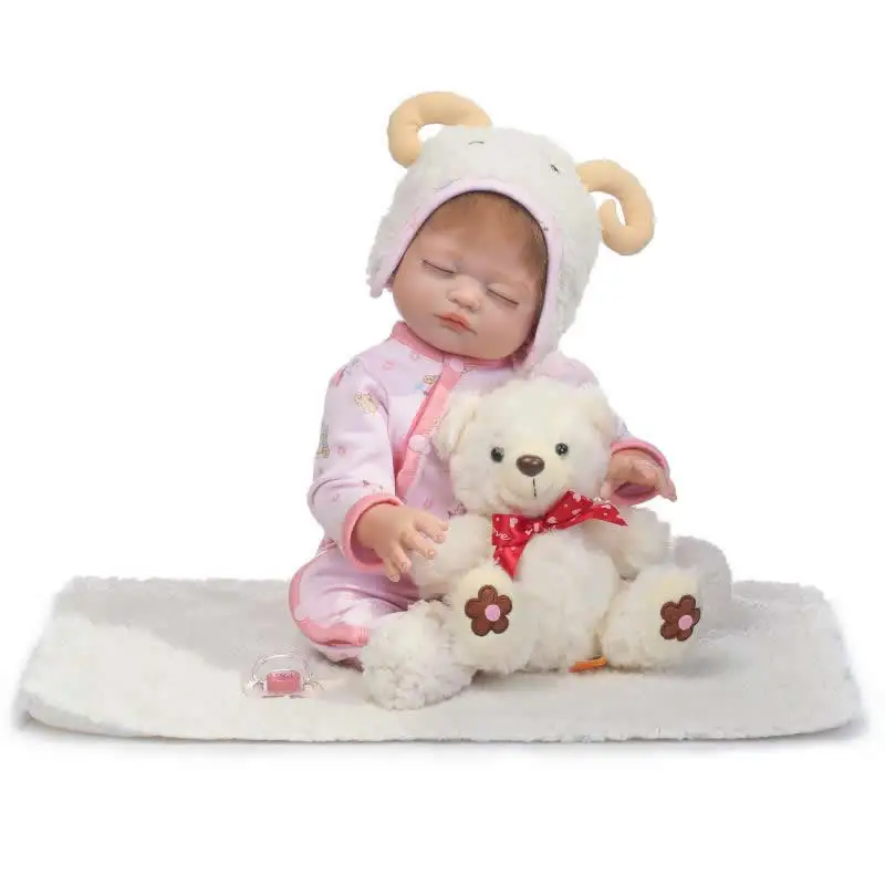 

50 cm Lifelike Reborn Baby Dolls Cosplay Sheep Lovely Sleeping Girl Model Babies Dolls 20'' Full Silicone Vinyl Safe Baby Toy