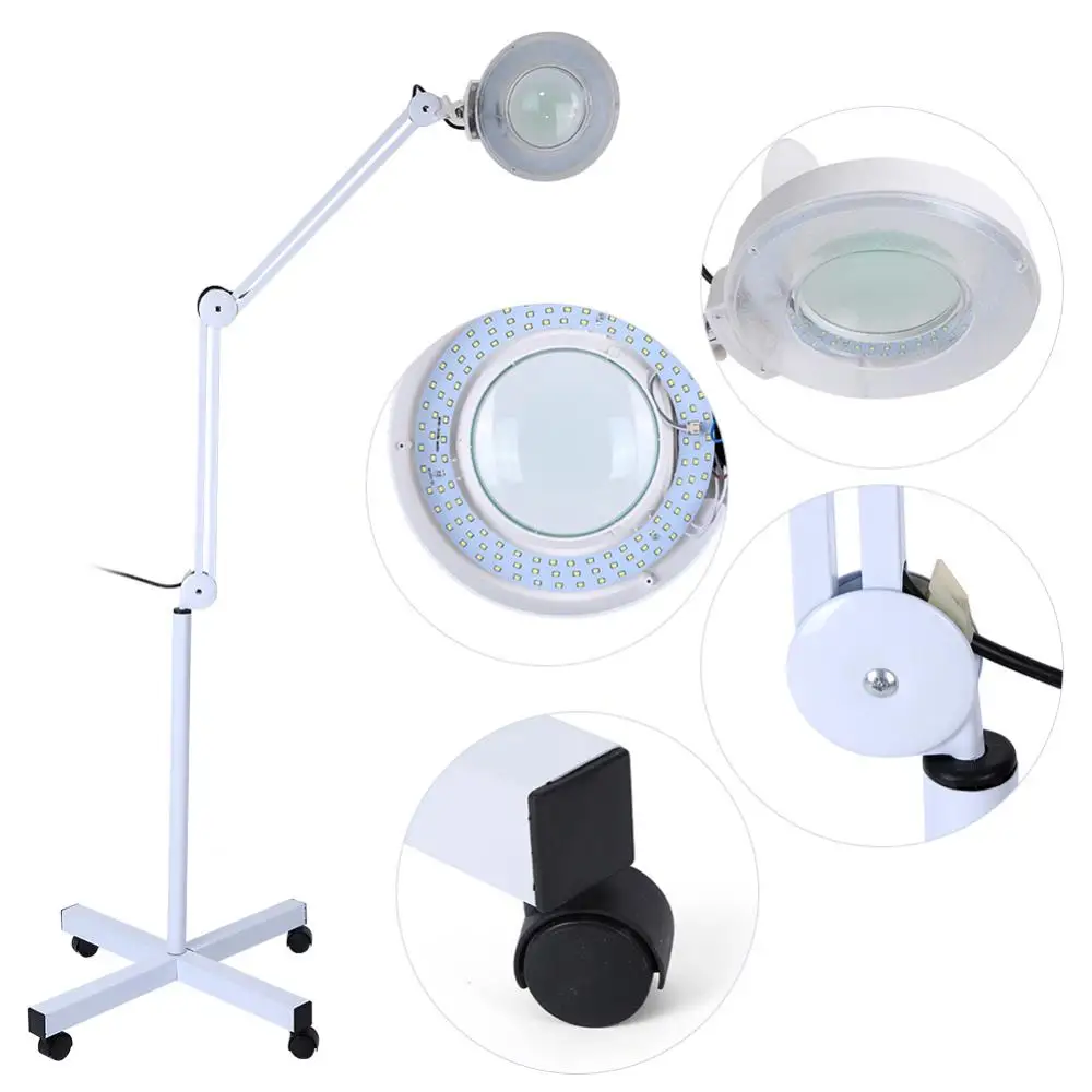 

Professional Stand Makeup Lamp LED Floor Lamp 8x Magnifying Tattoo Lamp Adjustable Height Cold Light Reading Beauty Salon Tools