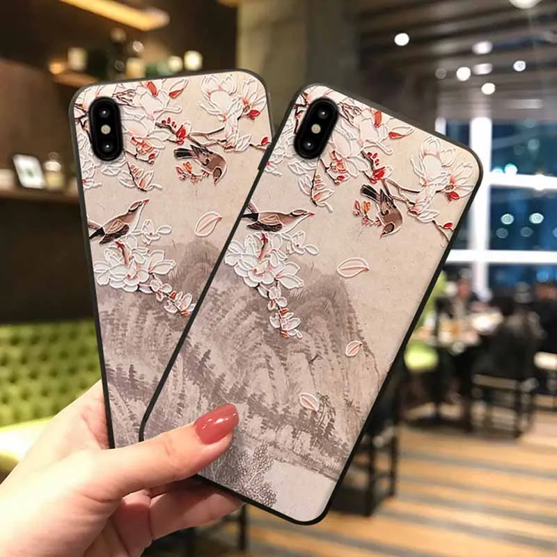 JIBAN For Samsung Note9 Coque Wholesale Matte Relief Landscape Magpie Cases XiaoMi 9 8 Mix2s 6x S10 |