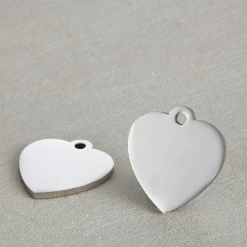 

Stainless Steel Blank Heart Pendant 19*22mm Both Sides Mirror Polish Charm Tag Wholesale 10pcs