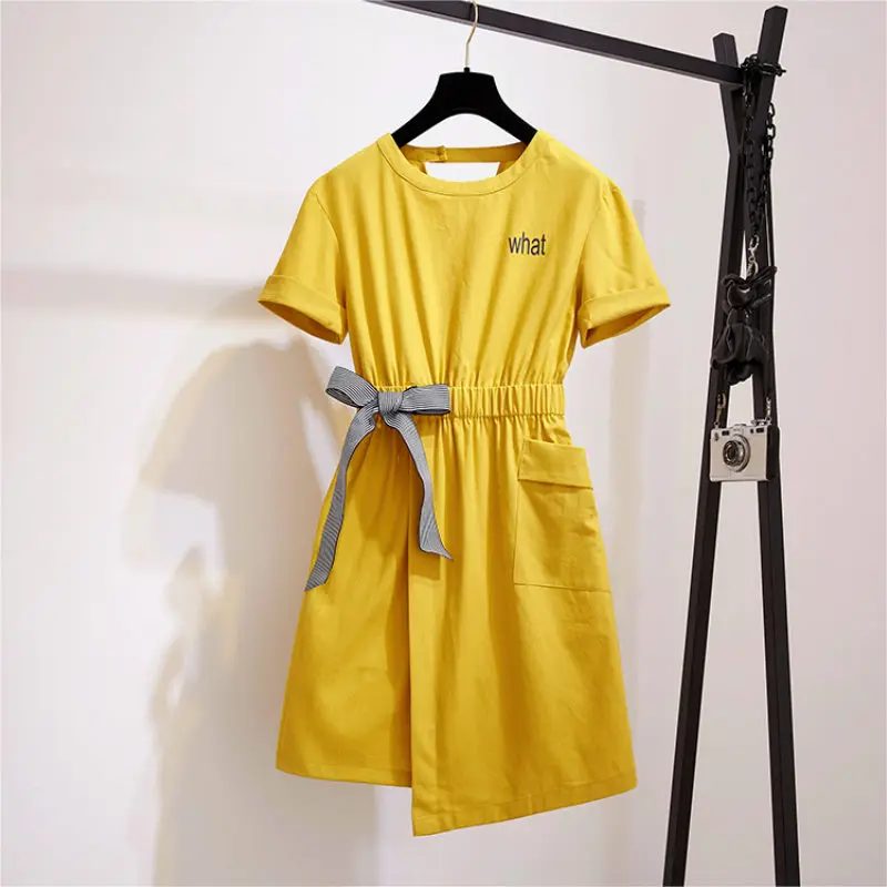 Plus size irregular dress female fat mm new fat sister backless dress foreign cotton and linen bow women summer dress sundress Plus size irregular dress female fat mm new fat sister backless dress foreign cotton and linen bow women summer dress sundress