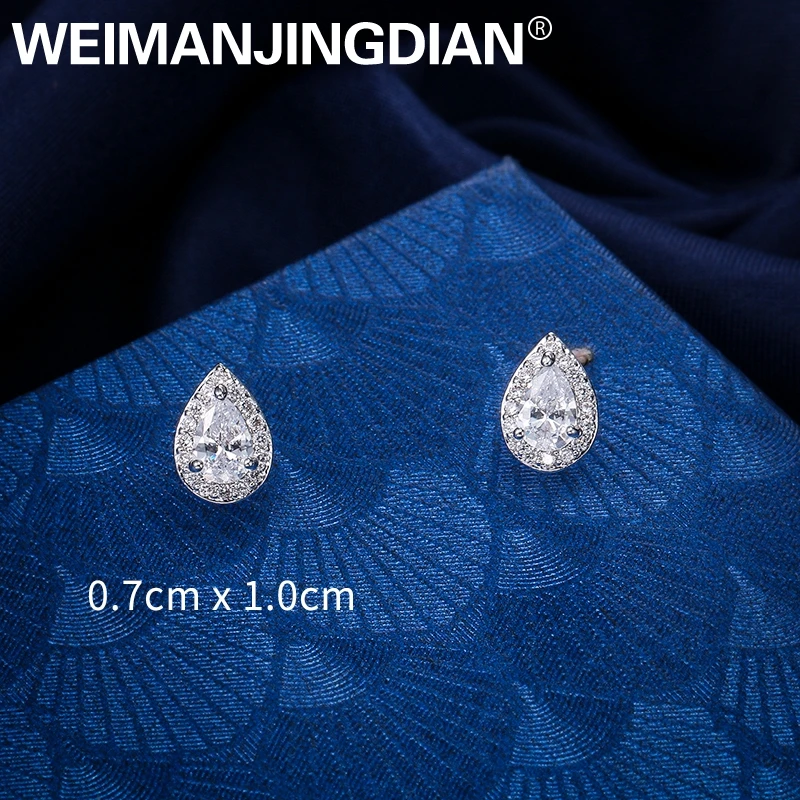 WEIMANJINGDIAN Halo Каплевидная форма кубический цирконий Фианит циркон кристалл серьги