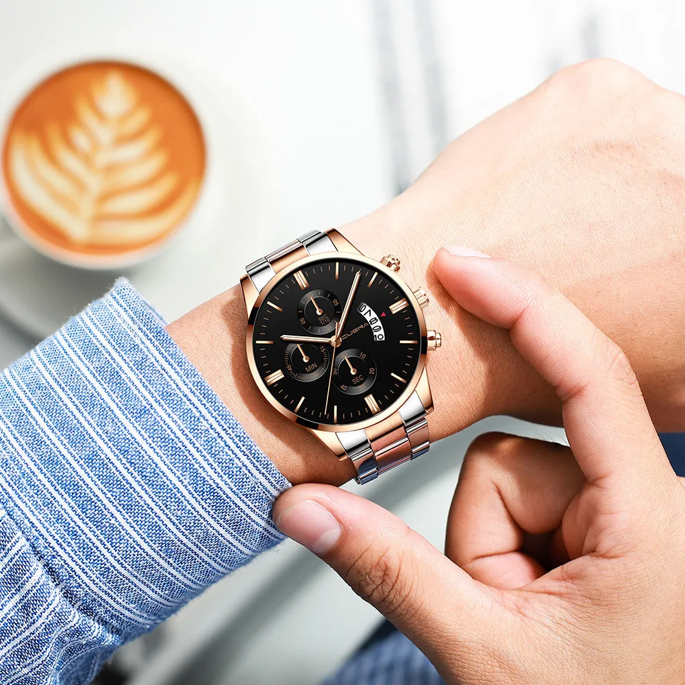 Мужские часы лучший бренд класса люкс Модные Аналоговые часы из нержавеющей стали спортивные деловые кварцевые наручные часы relogio masculino