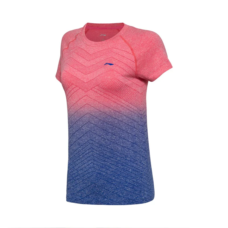 Li-Ning Женские однотонные Тканные футболки для бадминтона дышащая футболка для фитнеса соревнования Топ комфортная подкладка Спортивная футболка AAYN048 CAMJ18