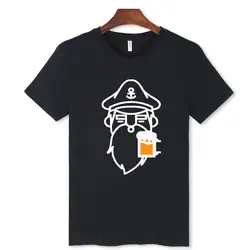Капитан Beer Дизайн футболка с короткими руками Для мужчин летом черный мягкий хлопковая Футболка Модные Повседневное белый смешные