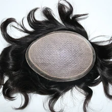 Eversilky Off Black Silk основа человеческих волос Toupees ручная завязанная шиньоны замена волос с естественным смотровым волосом