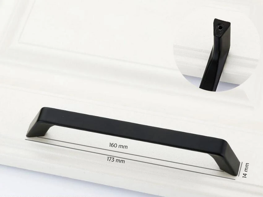 Американский Стиль черный цвет, для шкафов ручки твердый Алюминий сплав Кухня шкаф ручки для выдвижных ящиков оборудование для обработки мебели - Цвет: 9014-160
