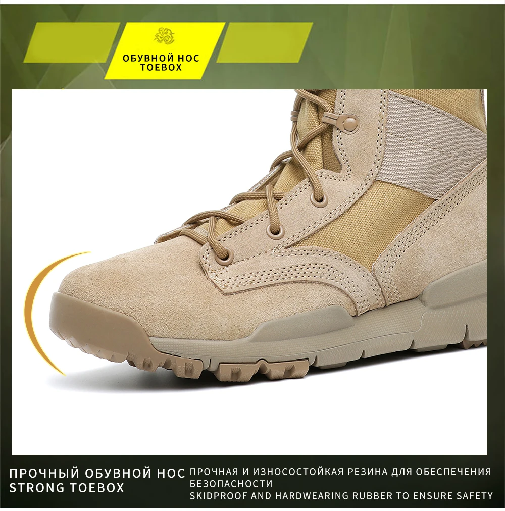 XIANGGUAN Military boots men Outdoor High top Hiking Shoes women Sports Tactical Boots Wear-Resistant Camping Sneakers men