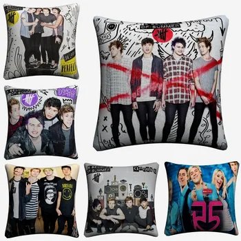 

5sos Handsome Music Band Decorative Pillow Case For Sofa 45x45cm Linen Cushion Cover Home Decor Throw Pillow Covers Almofada