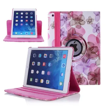 

2015 New Arrival Flip Tablet Case For Apple iPad 5 iPad Air 360 Rotating Smart Stand Leather Cover For iPad5 iPad Air Case Shell