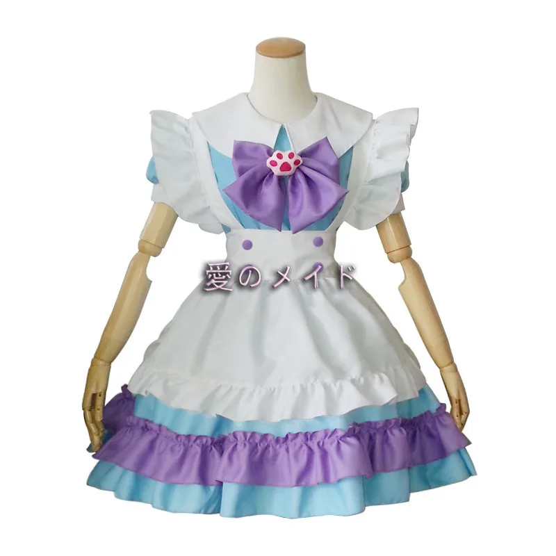 

High Quality Sexy Adult Woman Late Night French Maid Servant Costume French Cat Maid Costume With Apron Bowknote Headwear