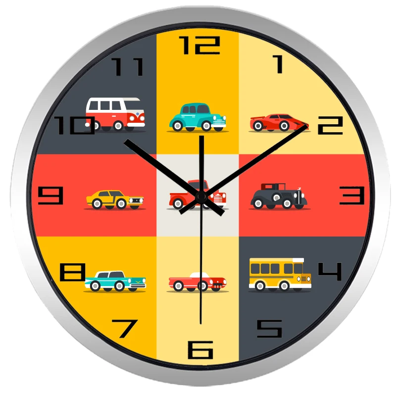 車の漫画バスグラントリノ壁時計用男の子ベッドなしティッキングサウンド Wall Clock Clock For Boysclock Wall Clock Aliexpress