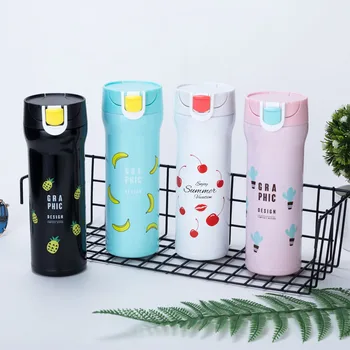 

BearKnight 380 / 480Ml Large Capacity Creative Cartoon 304 Stainless Steel Thermos Bottle Bouncing Thermos Mug Hot Water Bottle