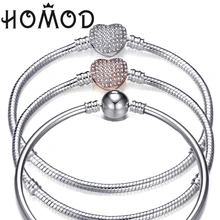 HOMOD, высокое качество, 3 мм, Ретро стиль, очаровательный браслет, Посеребренная цепочка в виде змеи, для оригинального бренда, браслеты для женщин, ювелирное изделие, 17-21 см