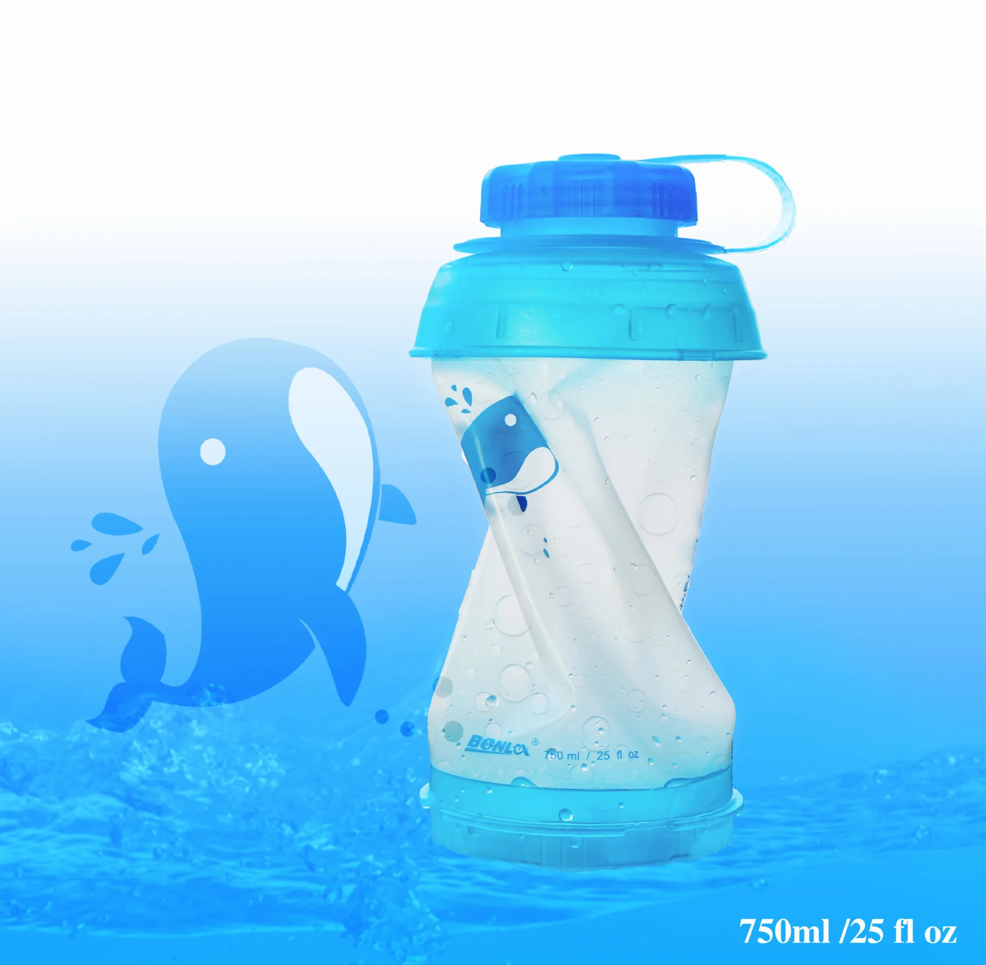JOUDOO 750 мл складная бутылка для воды eusable Складная легкая компактная для кемпинга альпинизма пешего туризма альпинизма 40 - Цвет: Синий