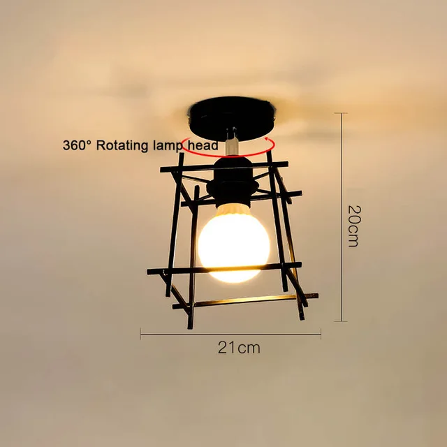 Винтаж Лофт черный железной клетке светодиодный потолочный светильник Nordic света металла для Кухня Спальня балкон Asile бар E27 потолочный светильник - Цвет корпуса: item j