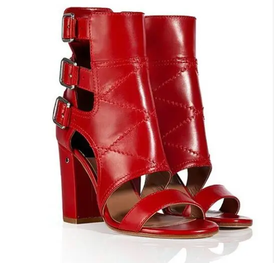 

New Arrivals 2018 Summer Women Sandals Open Toe Buckle Thick High-Heeled Shoes Red Black Women's Dress Office Boots Sandals