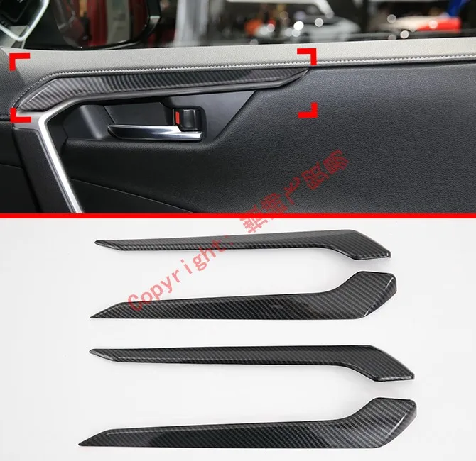 

Carbon Fiber Style Interior Door Around Trim For Toyota Rav4 2019 2020 Car Accessories Stickers