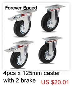 4pcs 75mm Heavy Duty 200kg Swivel Castor Wheels Trolley Furniture Chair Caster Rubber Brake Trolley Wheel ruedas para mueble